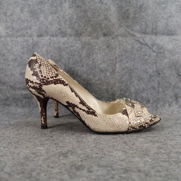 Jon Josef Shoes Womens 8.5 Pumps Fashion Leather Peep Toe Stiletto Snakeskin - Picture 2 of 16